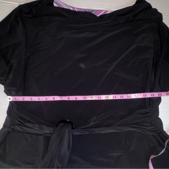 Perceptions Woman Black Draped Top with Side Tie – Size 24W – Stretch Blouse - Picture 7 of 11
